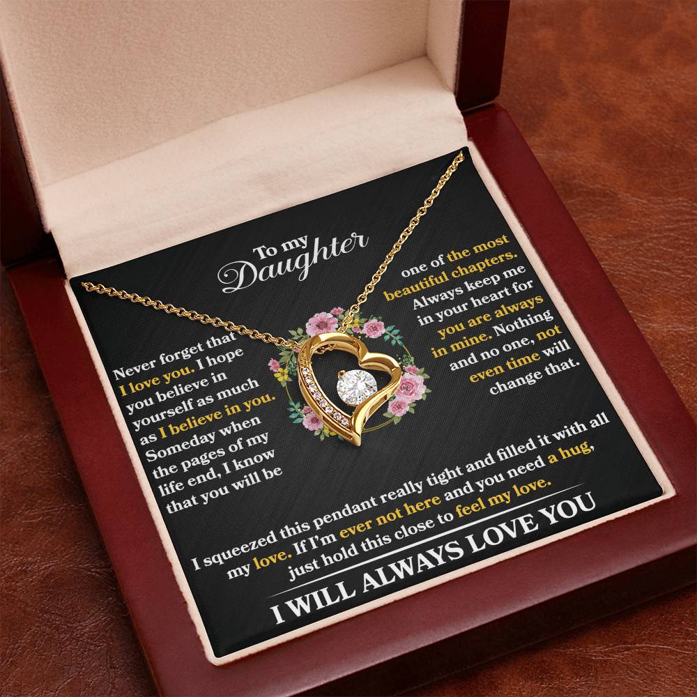 To My Daughter - Never Forget That I Love You - Forever Love Necklace - Message Box