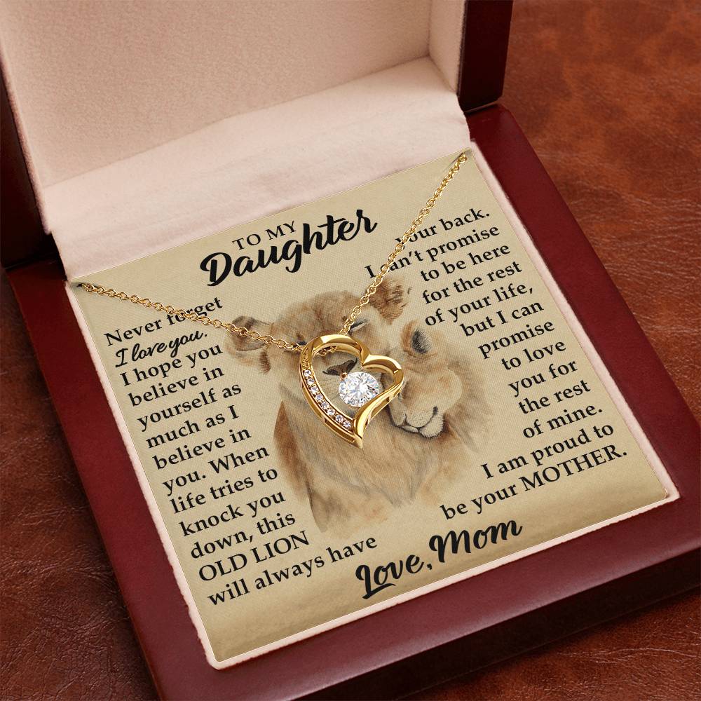 To My Daughter - I Am Proud To Be Your Mother - Lions - Forever Love Necklace - Message Box