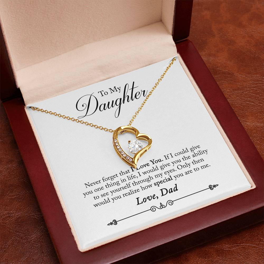 To My Daughter - Never Forget That I Love You - Forever Love Necklace - Message Box