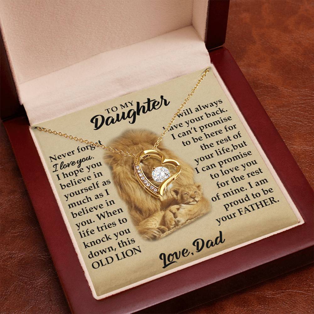 To My Daughter - I Am Proud To Be Your Father - Lions - Forever Love Necklace - Message Box