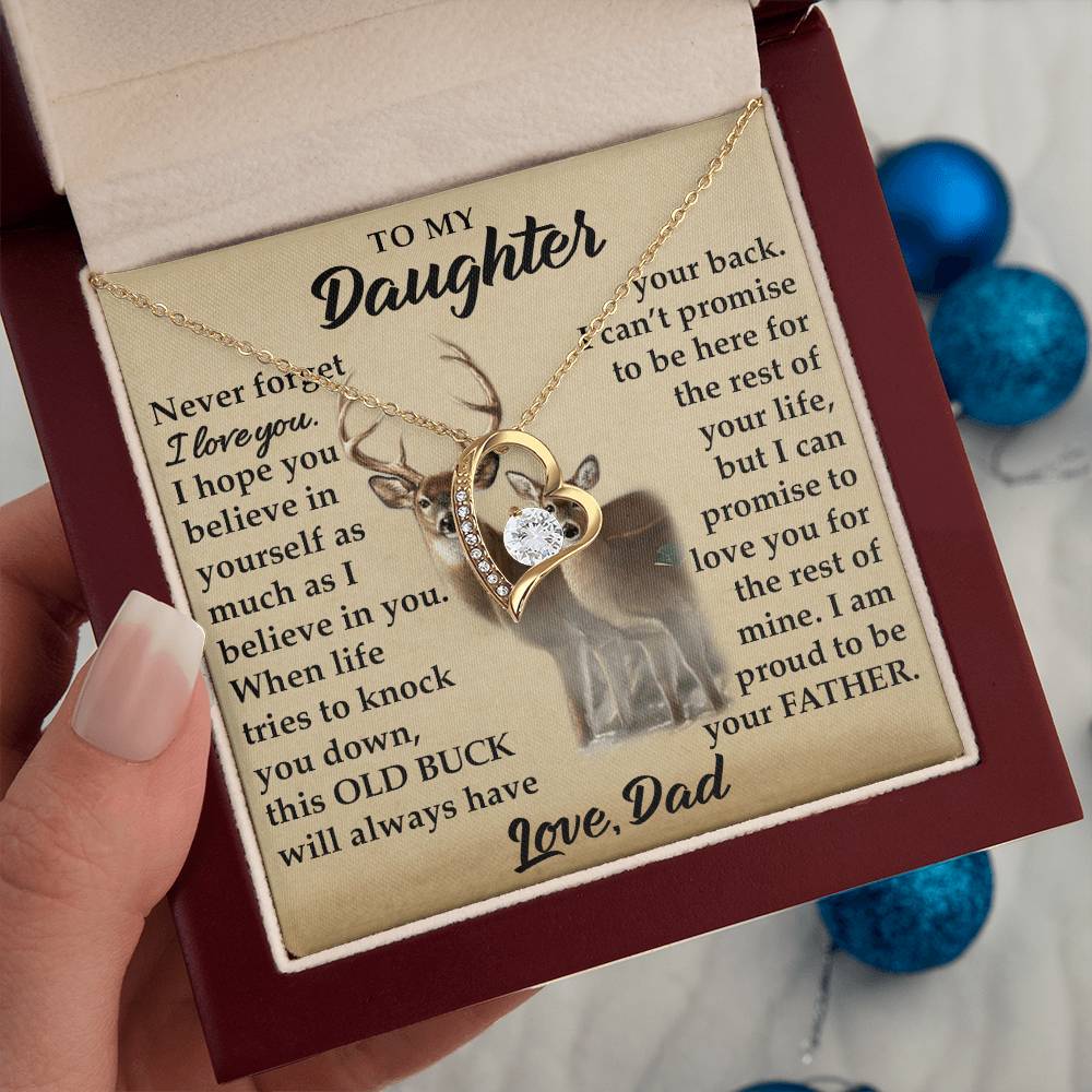 To My Daughter - I Am Proud To Be Your Father - Deer - Forever Love Necklace - Message Box