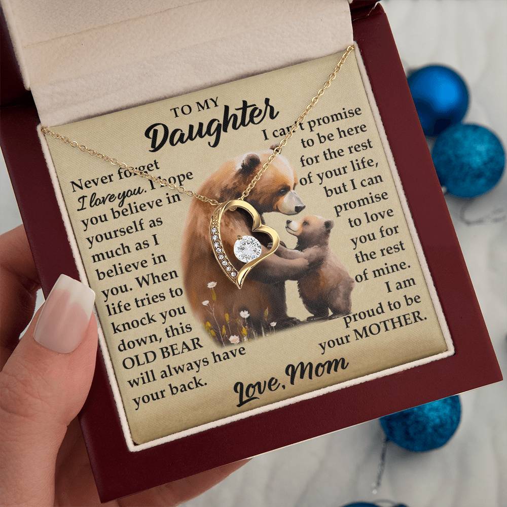 To My Daughter - I Am Proud To Be Your Father - Bears - Forever Love Necklace - Message Box