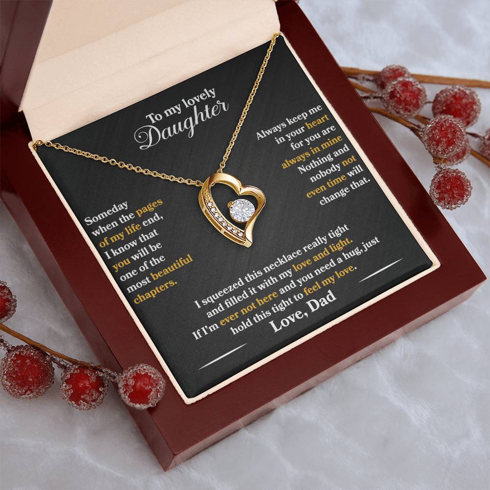 To My Daughter - Always Keep Me In Your Heart - Black - Forever Love Necklace - Message Box