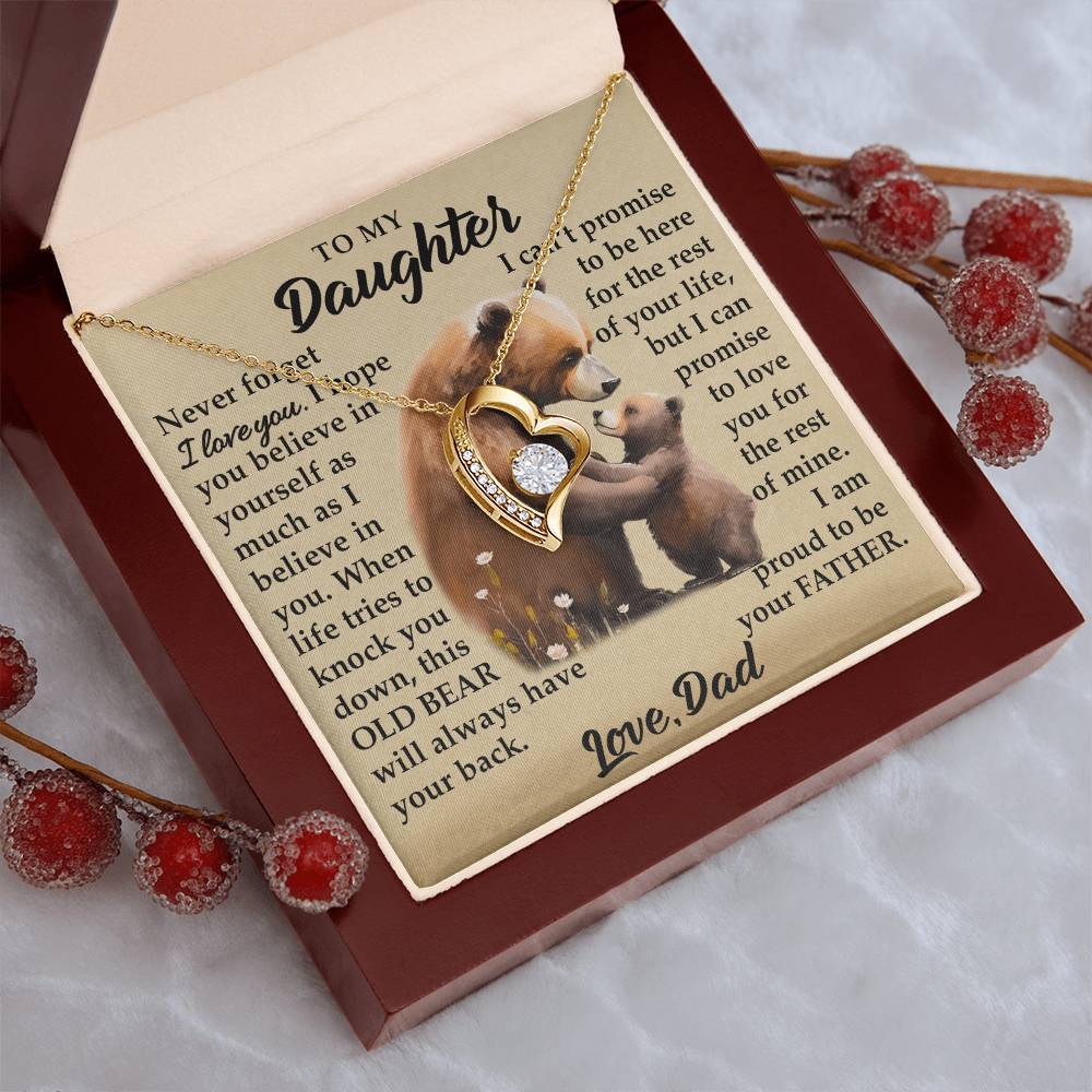 To My Daughter - I Am Proud To Be Your Father - Bears - Forever Love Necklace - Message Box