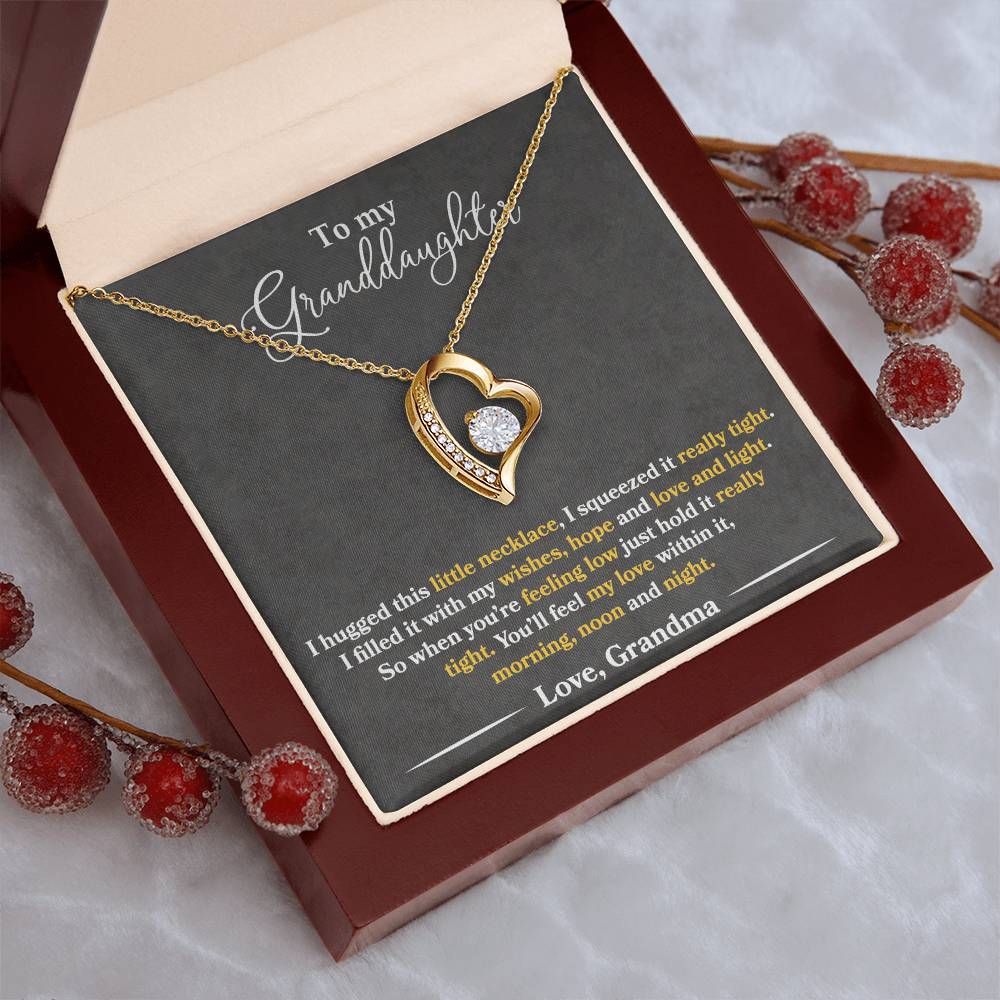 To My Granddaughter - You'll Feel My Love - Forever Love Necklace - Message Box