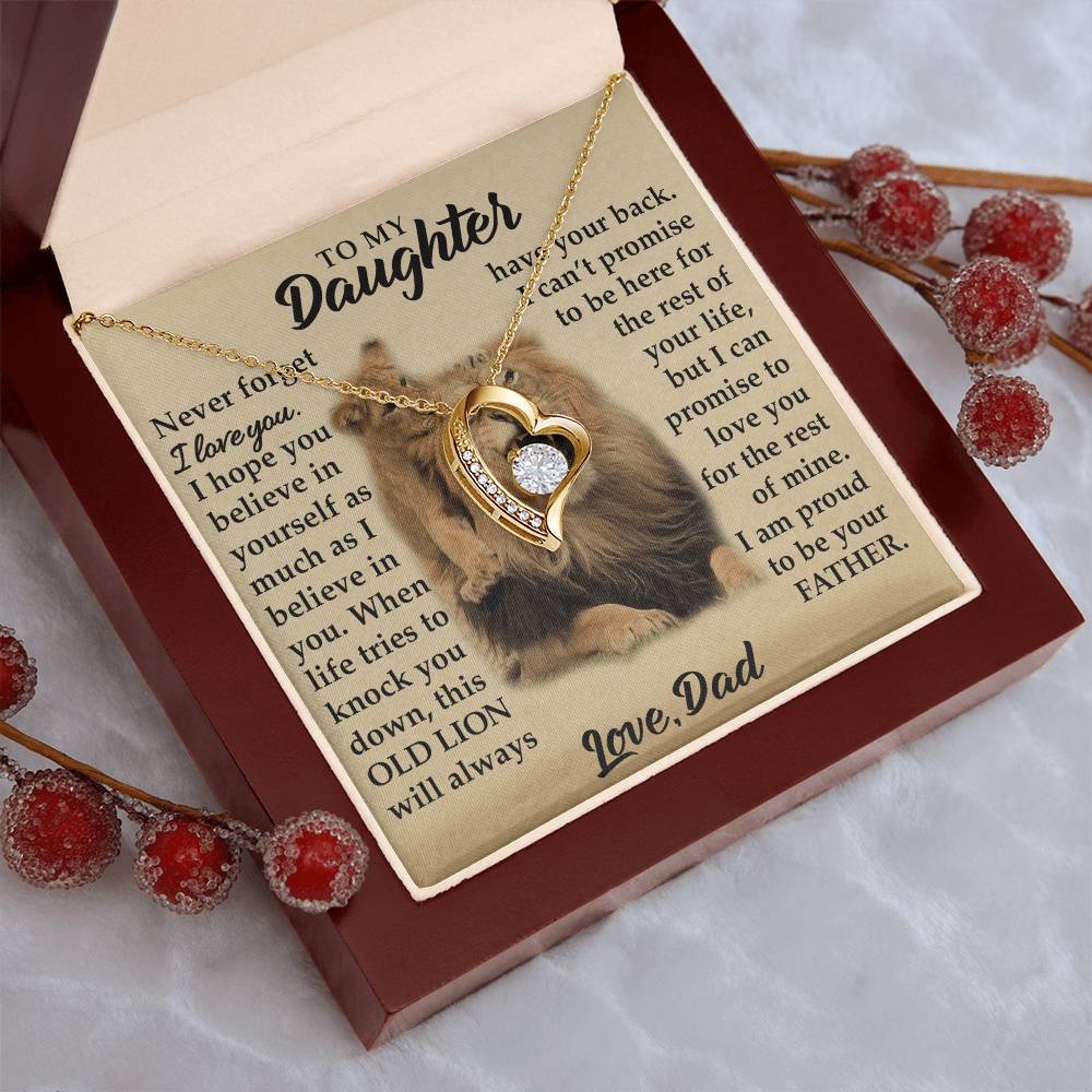 To My Daughter - I Am Proud To Be Your Father - Lions - Forever Love Necklace - Message Box