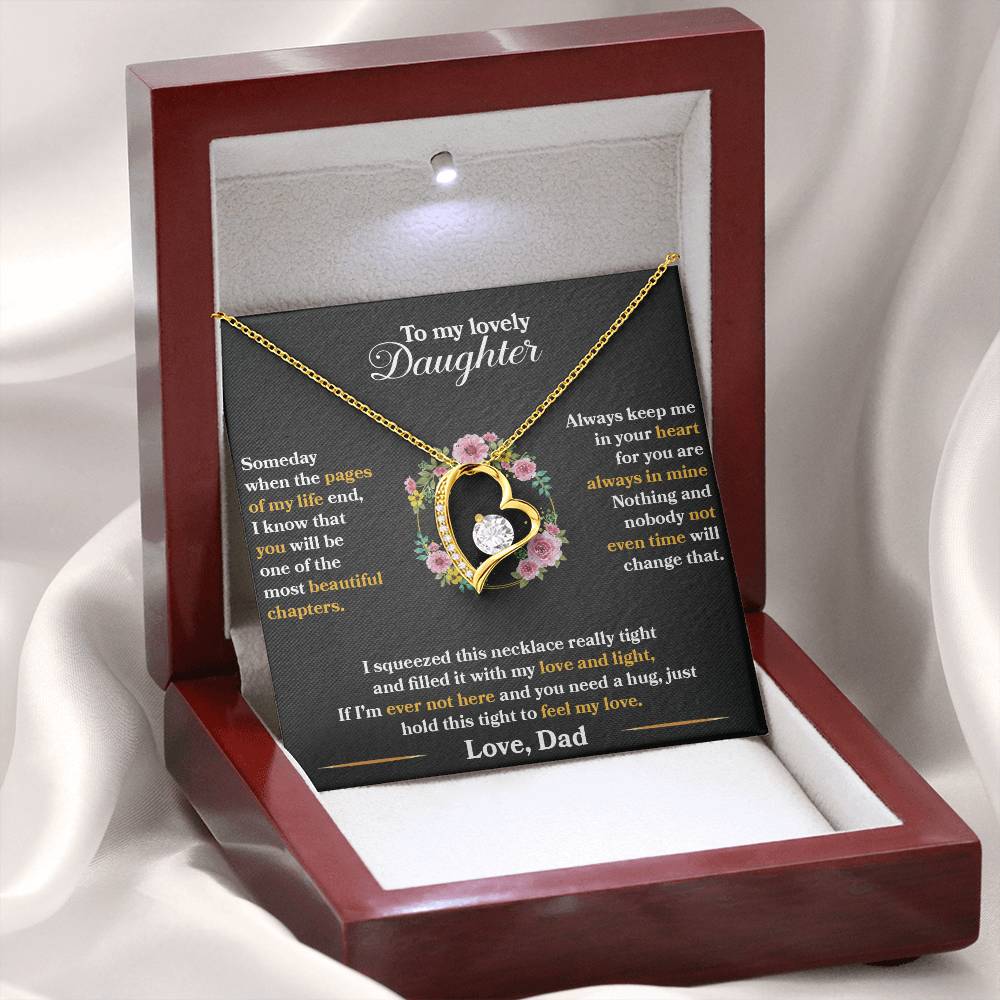 To My Daughter - Always Keep Me In Your Heart - Flowers Black - Forever Love Necklace - Message Box
