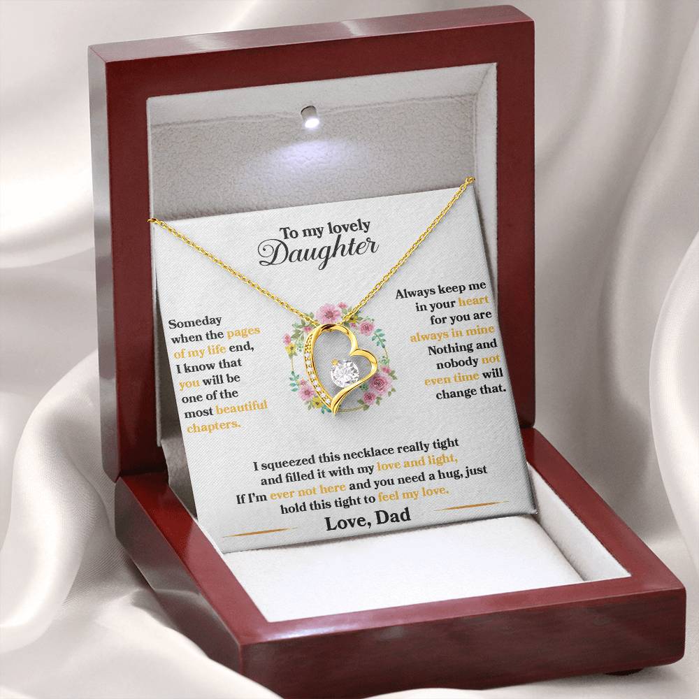To My Daughter - Always Keep Me In Your Heart - Flowers White - Forever Love Necklace - Message Box