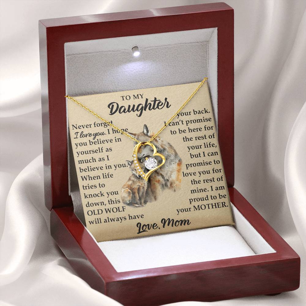 To My Daughter - I Am Proud To Be Your Father - Wolves - Forever Love Necklace - Message Box