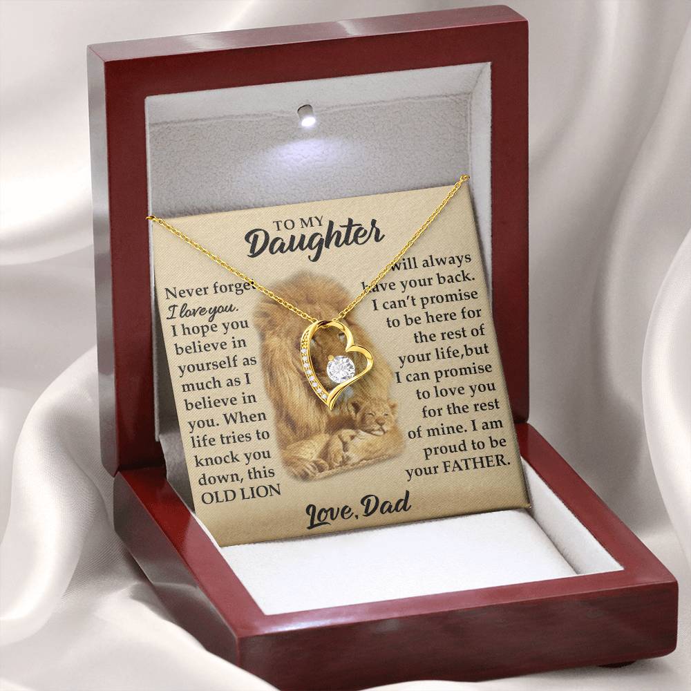 To My Daughter - I Am Proud To Be Your Father - Lions - Forever Love Necklace - Message Box