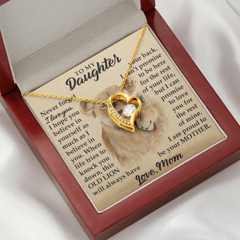 To My Daughter - I Am Proud To Be Your Mother - Lions - Forever Love Necklace - Message Box