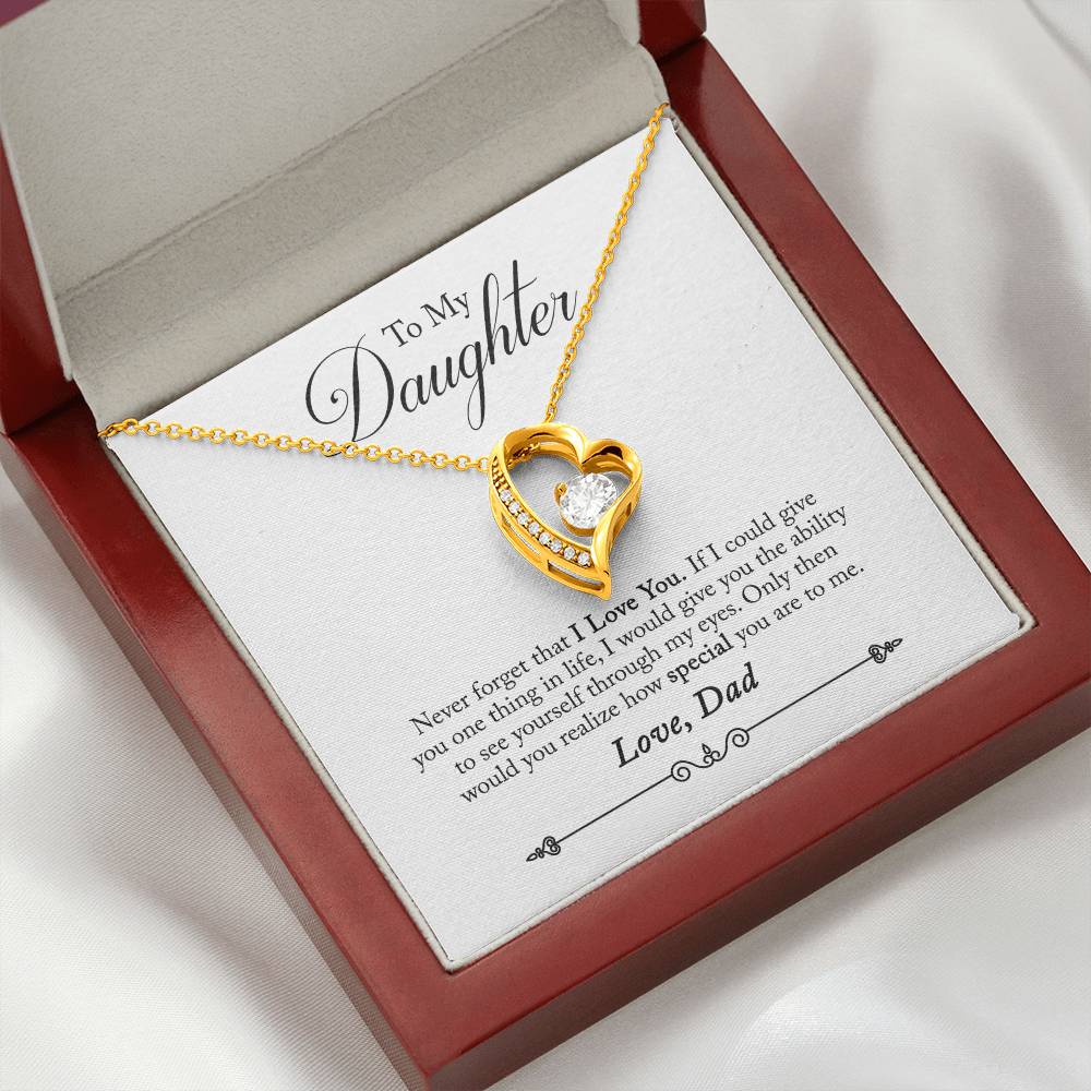 To My Daughter - Never Forget That I Love You - Forever Love Necklace - Message Box