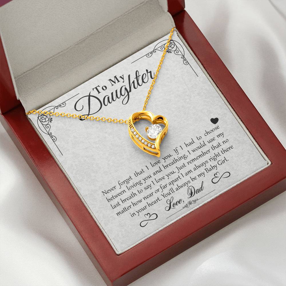 To My Daughter - You'll Always Be My Baby Girl - Forever Love Necklace - Message Box