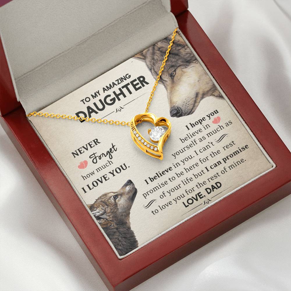 To My Daughter - Never Forget How Much I Love You - Wolves - Forever Love Necklace - Message Box