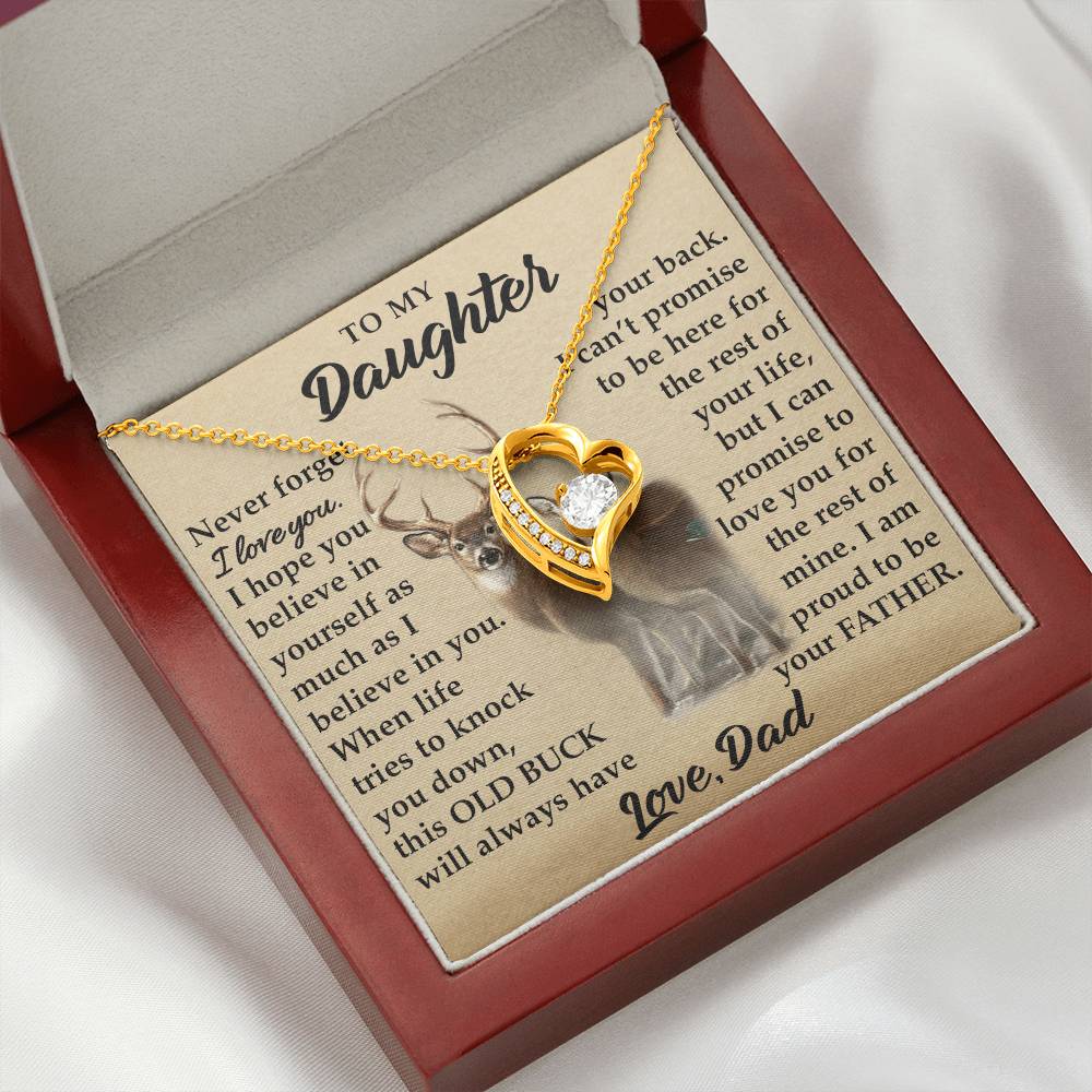 To My Daughter - I Am Proud To Be Your Father - Deer - Forever Love Necklace - Message Box