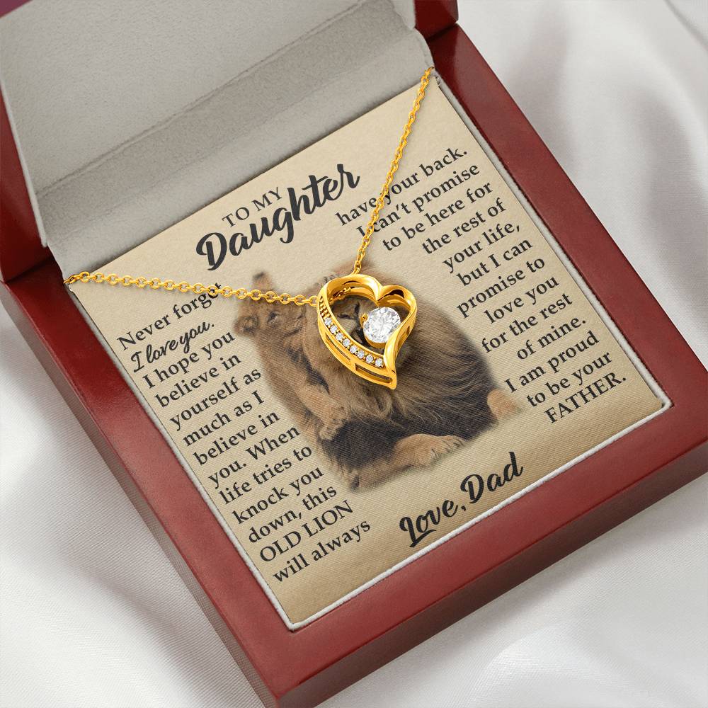 To My Daughter - I Am Proud To Be Your Father - Lions - Forever Love Necklace - Message Box