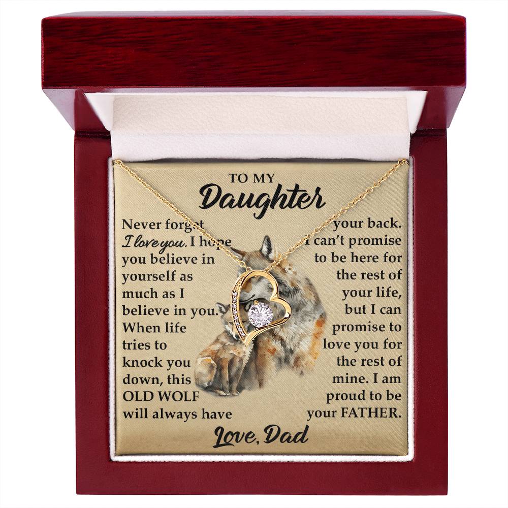 To My Daughter - I Am Proud To Be Your Father - Wolves - Forever Love Necklace - Message Box