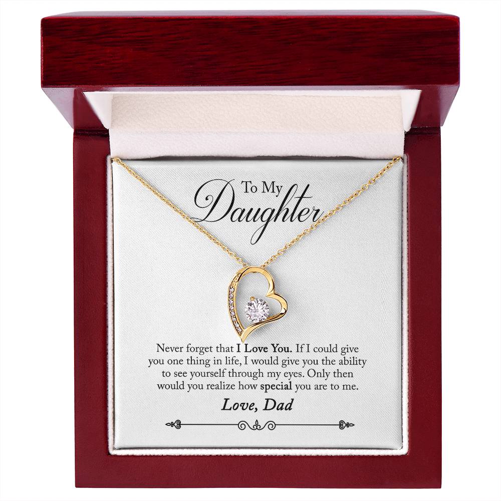 To My Daughter - Never Forget That I Love You - Forever Love Necklace - Message Box