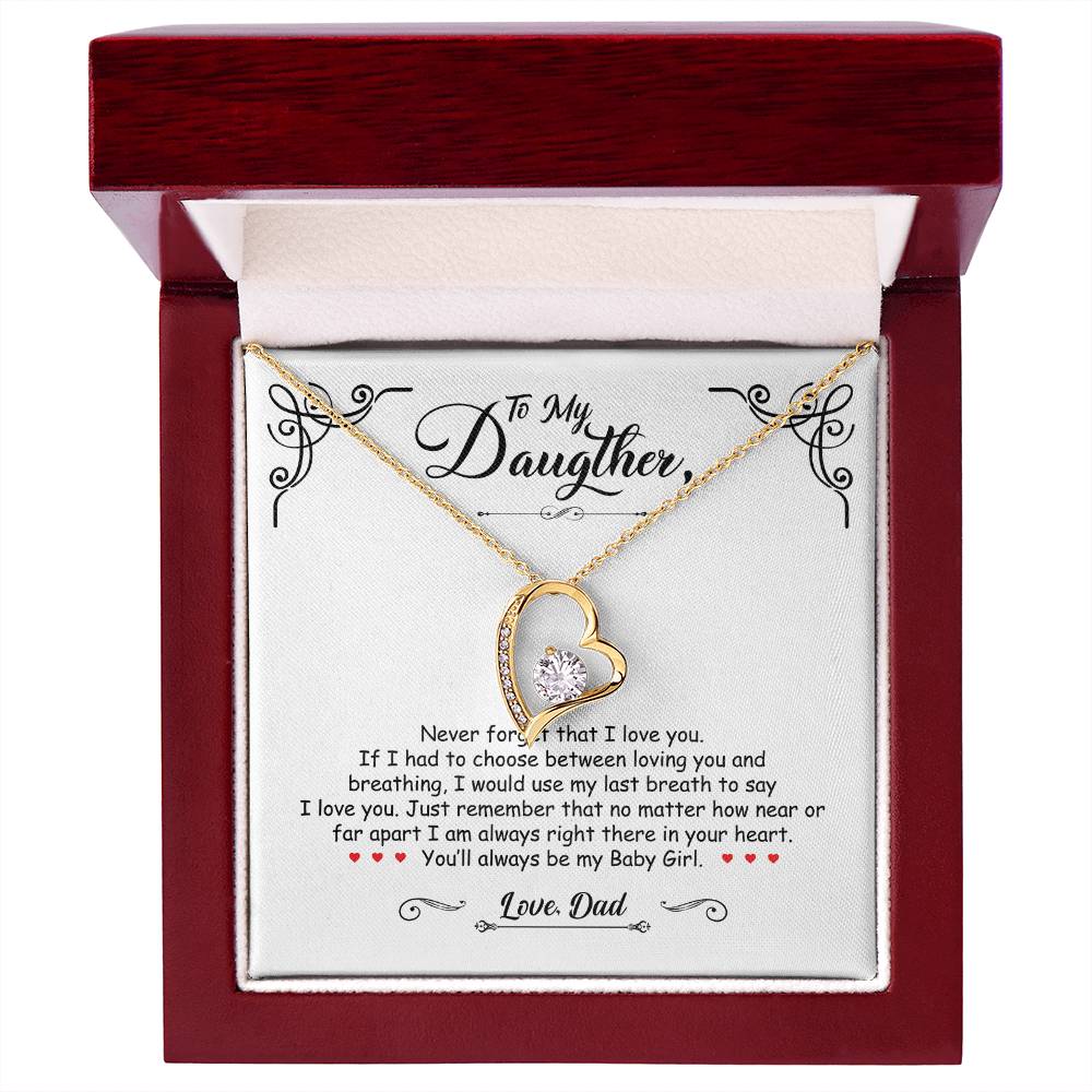 To My Daughter - You'll Always Be My Baby Girl - Forever Love Necklace - Message Box