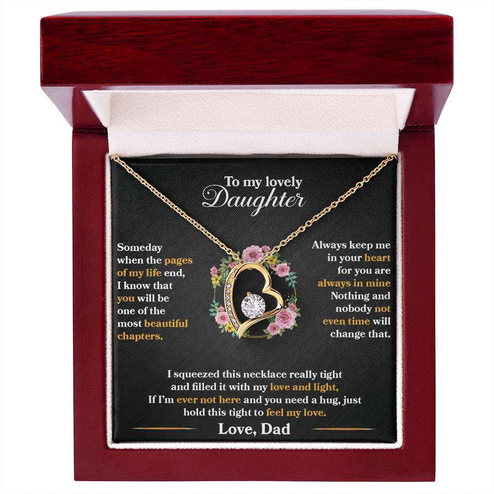To My Daughter - Always Keep Me In Your Heart - Flowers Black - Forever Love Necklace - Message Box