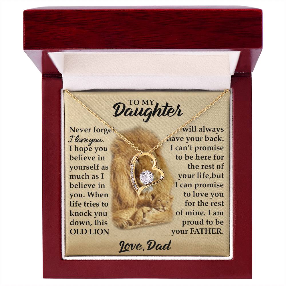 To My Daughter - I Am Proud To Be Your Father - Lions - Forever Love Necklace - Message Box