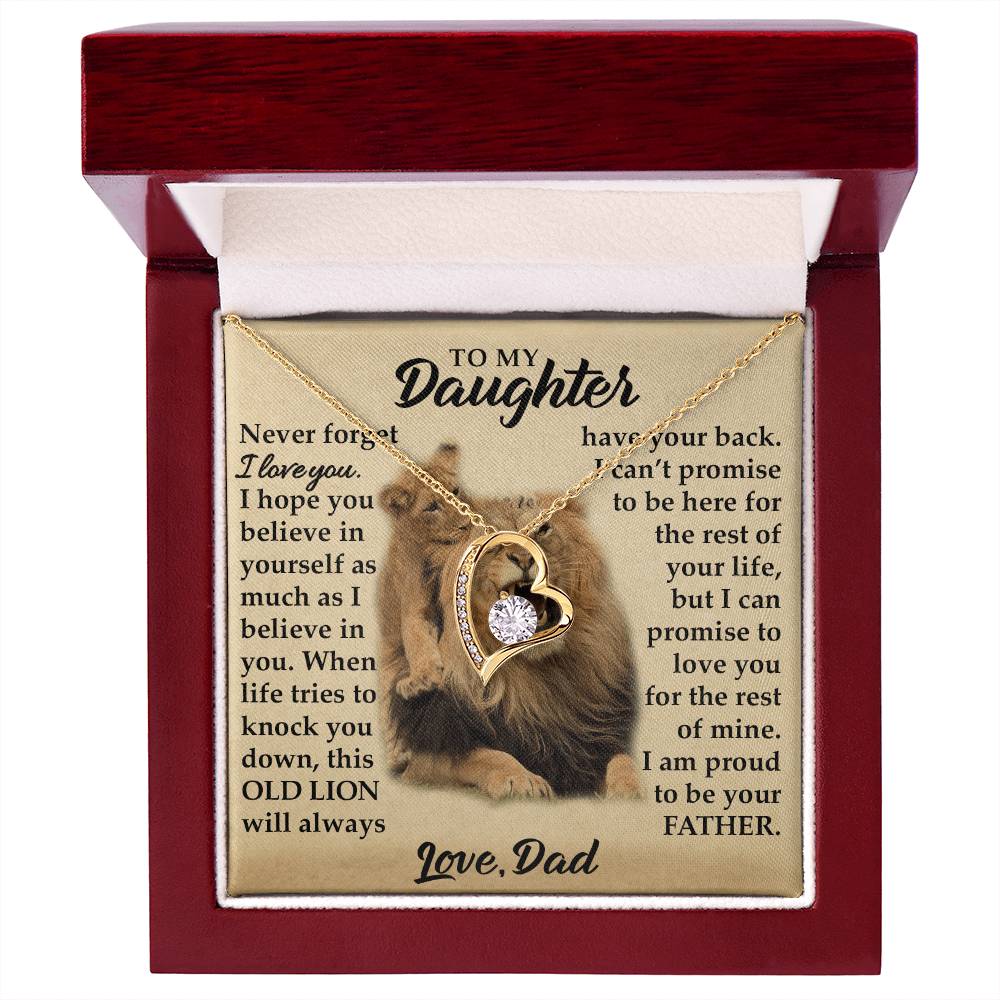 To My Daughter - I Am Proud To Be Your Father - Lions - Forever Love Necklace - Message Box