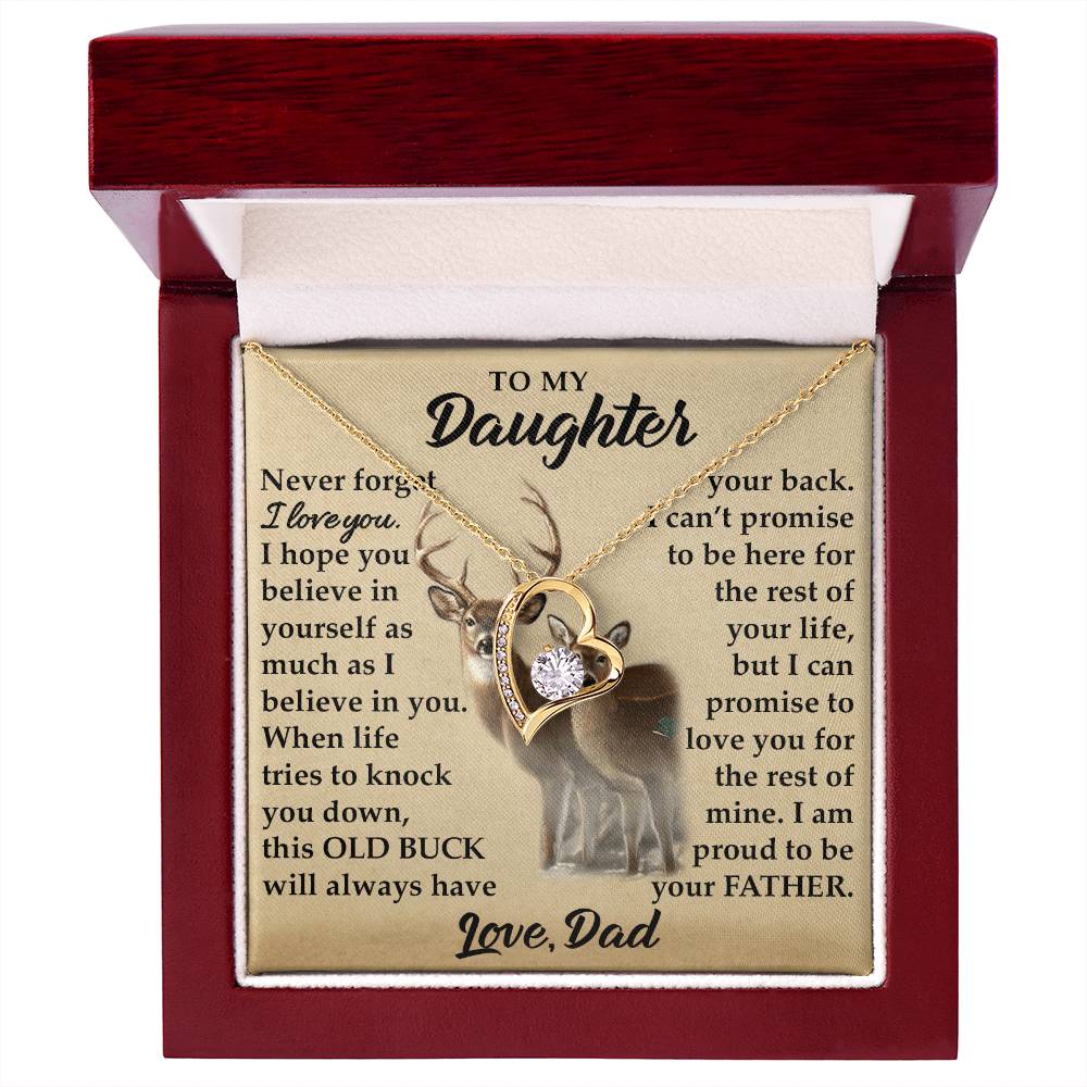 To My Daughter - I Am Proud To Be Your Father - Deer - Forever Love Necklace - Message Box