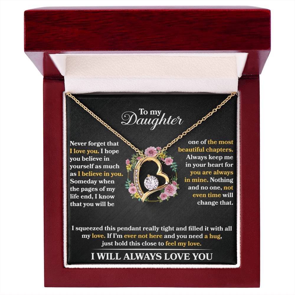 To My Daughter - Never Forget That I Love You - Forever Love Necklace - Message Box