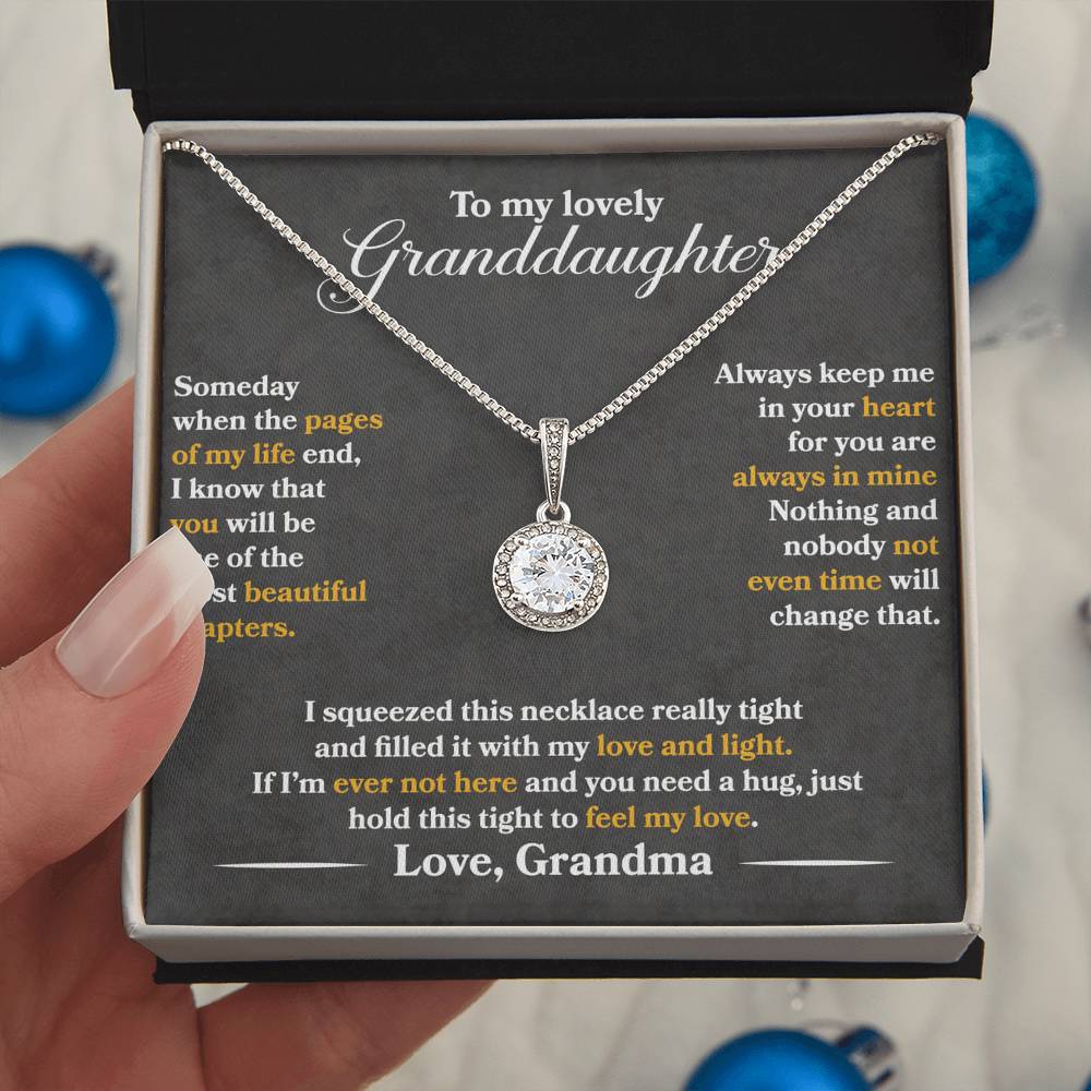 To My Granddaughter - Always Keep Me In Your Heart - Flowers Grey - Eternal Hope Necklace - Message Box