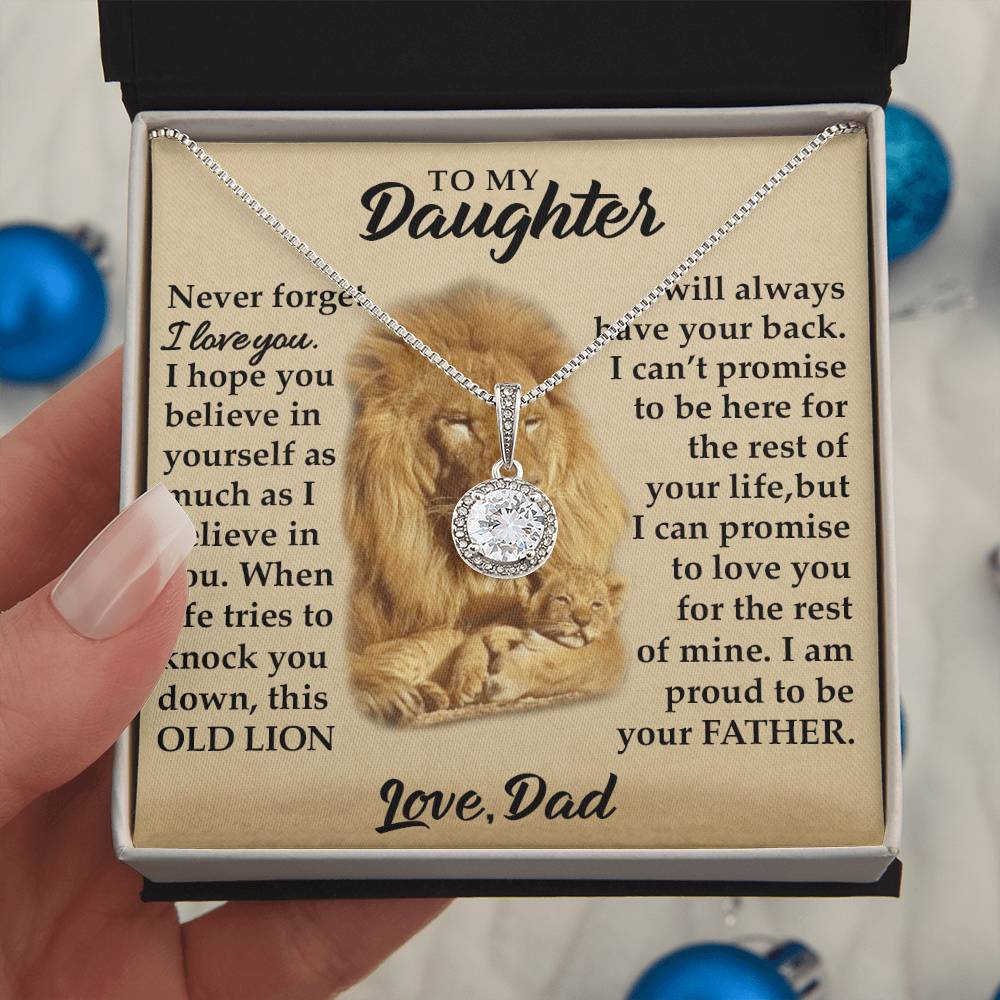 To My Daughter - I Am Proud To Be Your Father - Lions - Eternal Hope Necklace - Message Box