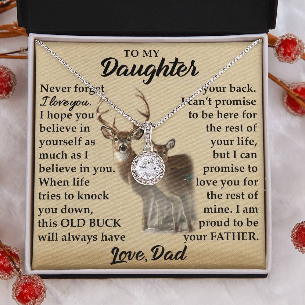 To My Daughter - I Am Proud To Be Your Father - Deer - Eternal Hope Necklace - Message Box