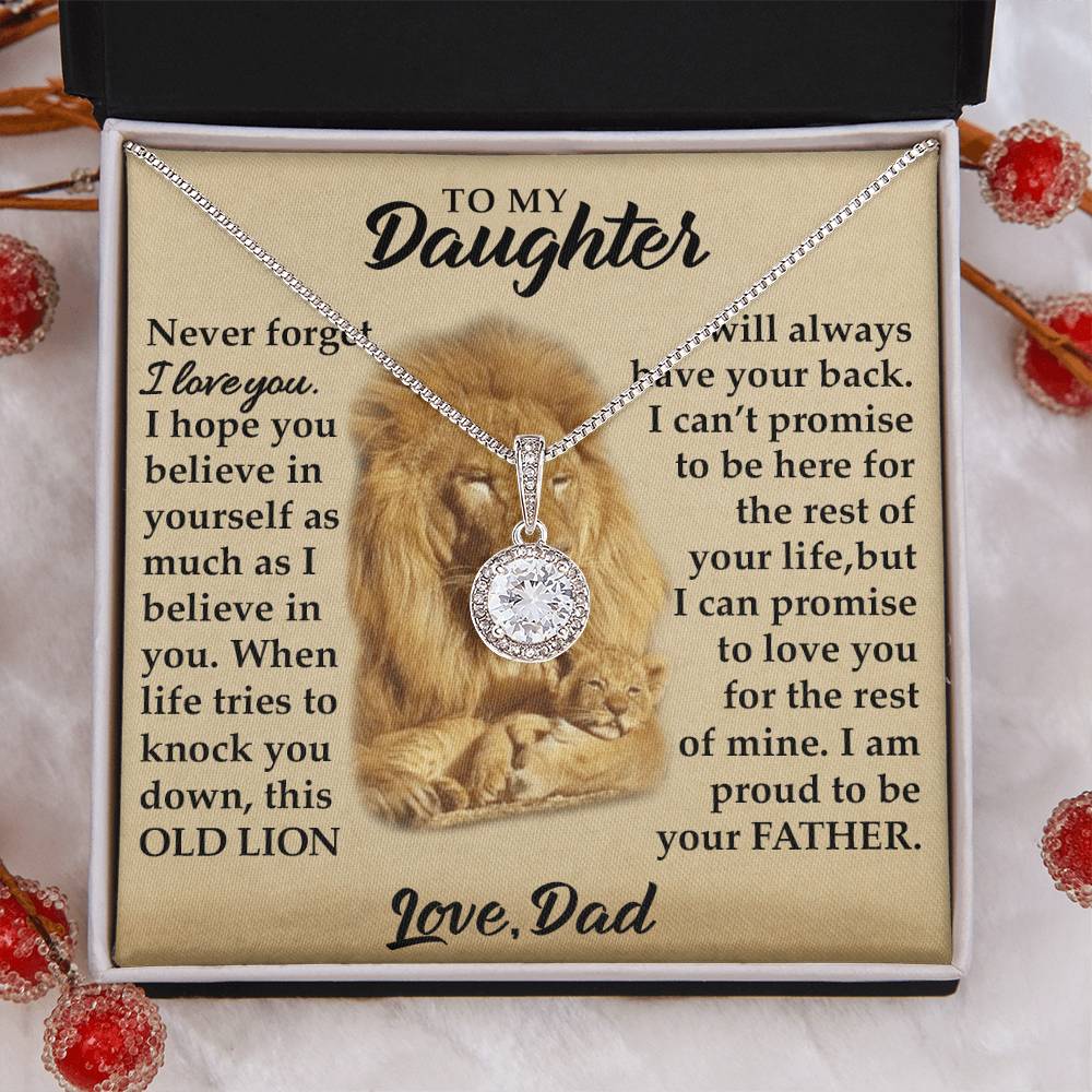 To My Daughter - I Am Proud To Be Your Father - Lions - Eternal Hope Necklace - Message Box