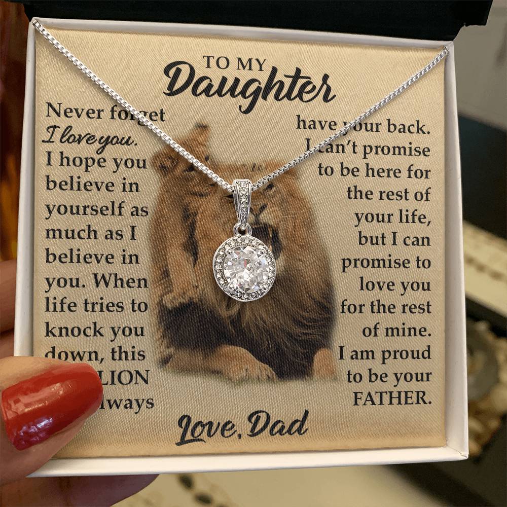 To My Daughter - I Am Proud To Be Your Father - Lions - Eternal Hope Necklace - Message Box