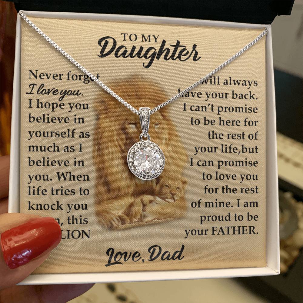 To My Daughter - I Am Proud To Be Your Father - Lions - Eternal Hope Necklace - Message Box