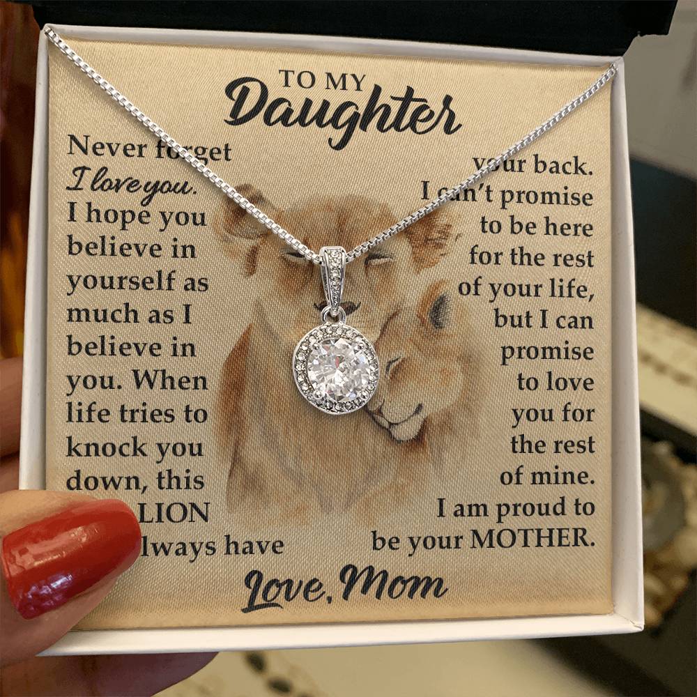 To My Daughter - I Am Proud To Be Your Mother - Lions - Eternal Hope Necklace - Message Box