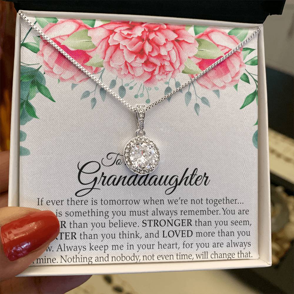 To My Granddaughter - You Are Braver - Flowers Pink - Eternal Hope Necklace - Message Box