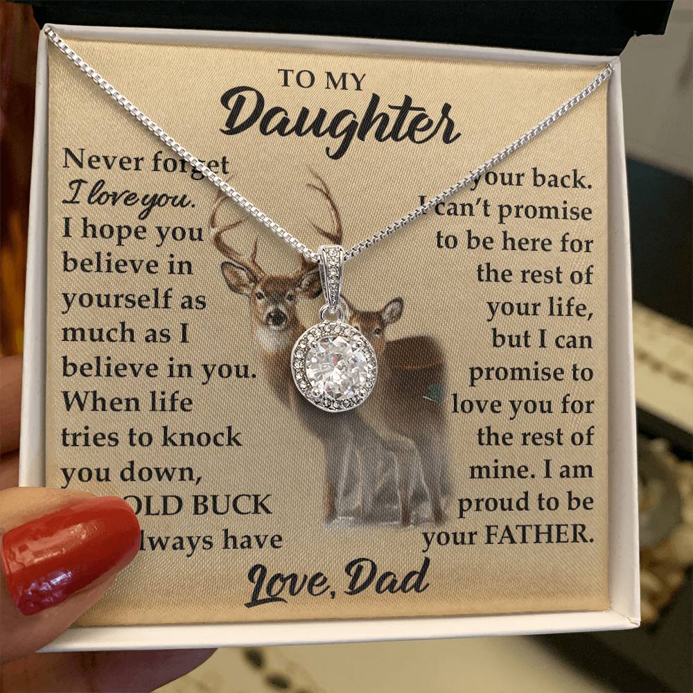 To My Daughter - I Am Proud To Be Your Father - Deer - Eternal Hope Necklace - Message Box
