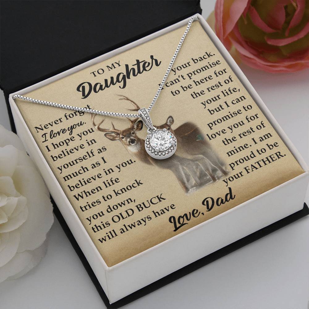 To My Daughter - I Am Proud To Be Your Father - Deer - Eternal Hope Necklace - Message Box