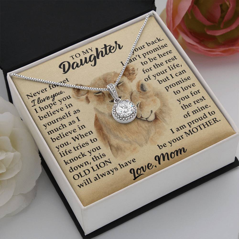 To My Daughter - I Am Proud To Be Your Mother - Lions - Eternal Hope Necklace - Message Box