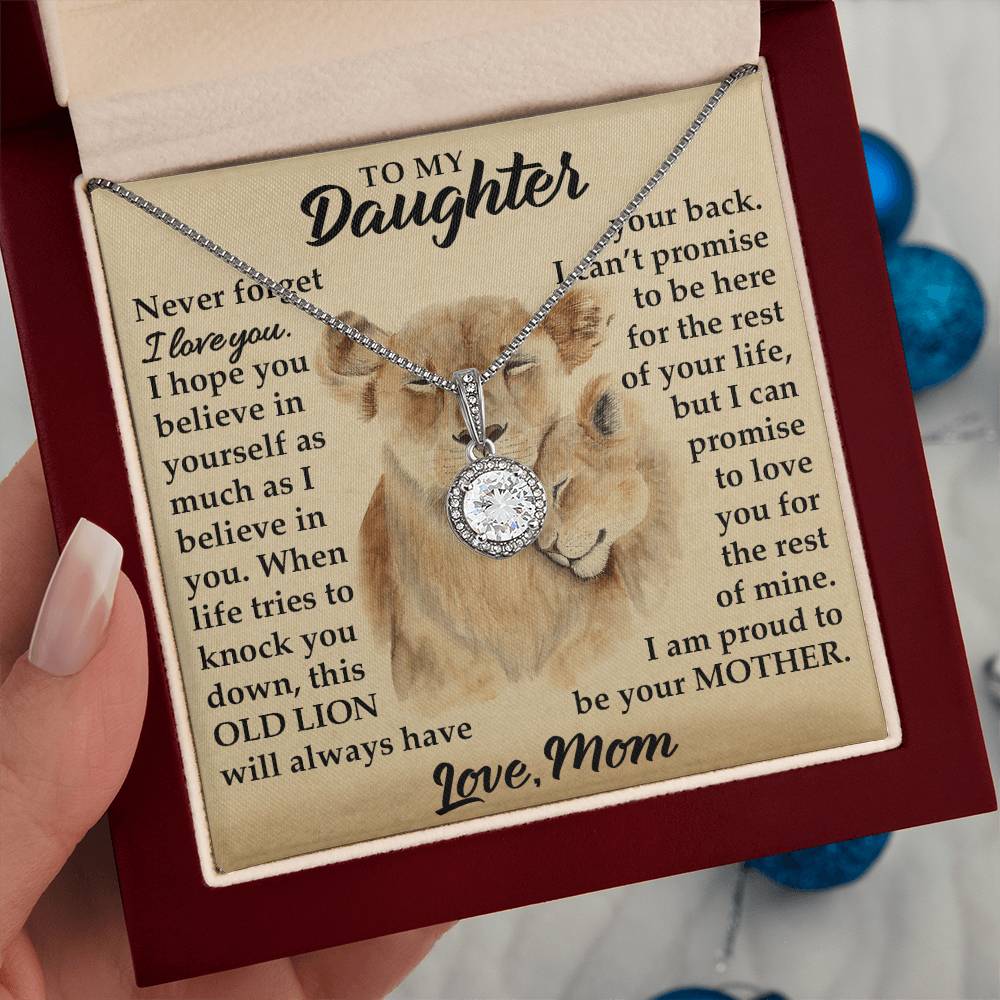 To My Daughter - I Am Proud To Be Your Mother - Lions - Eternal Hope Necklace - Message Box