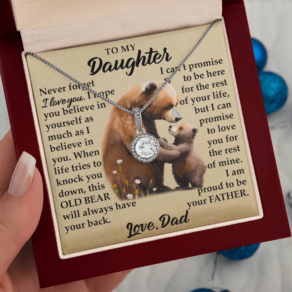 To My Daughter - I Am Proud To Be Your Father - Bears - Eternal Hope Necklace - Message Box