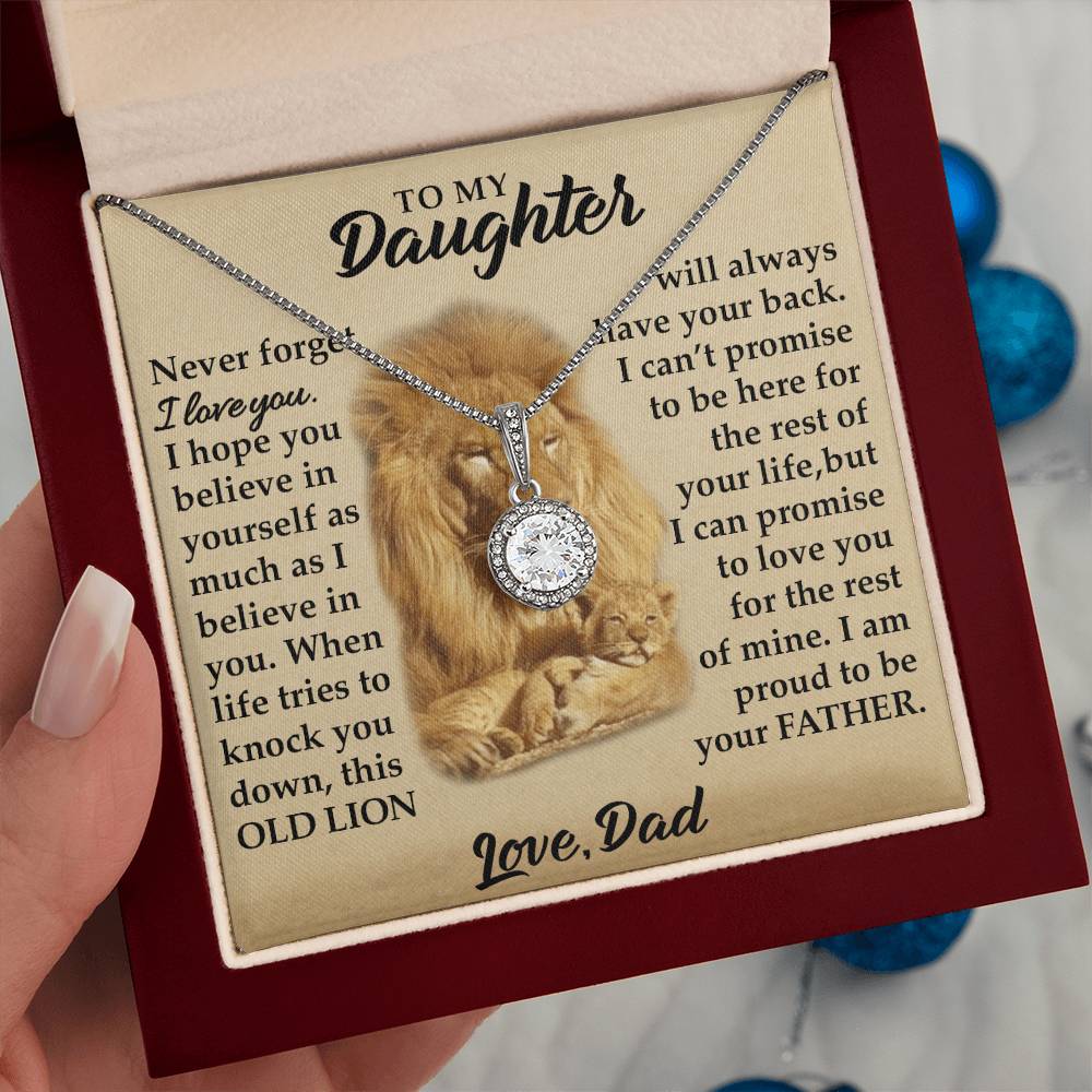 To My Daughter - I Am Proud To Be Your Father - Lions - Eternal Hope Necklace - Message Box