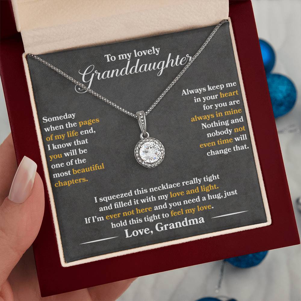 To My Granddaughter - Always Keep Me In Your Heart - Flowers Grey - Eternal Hope Necklace - Message Box
