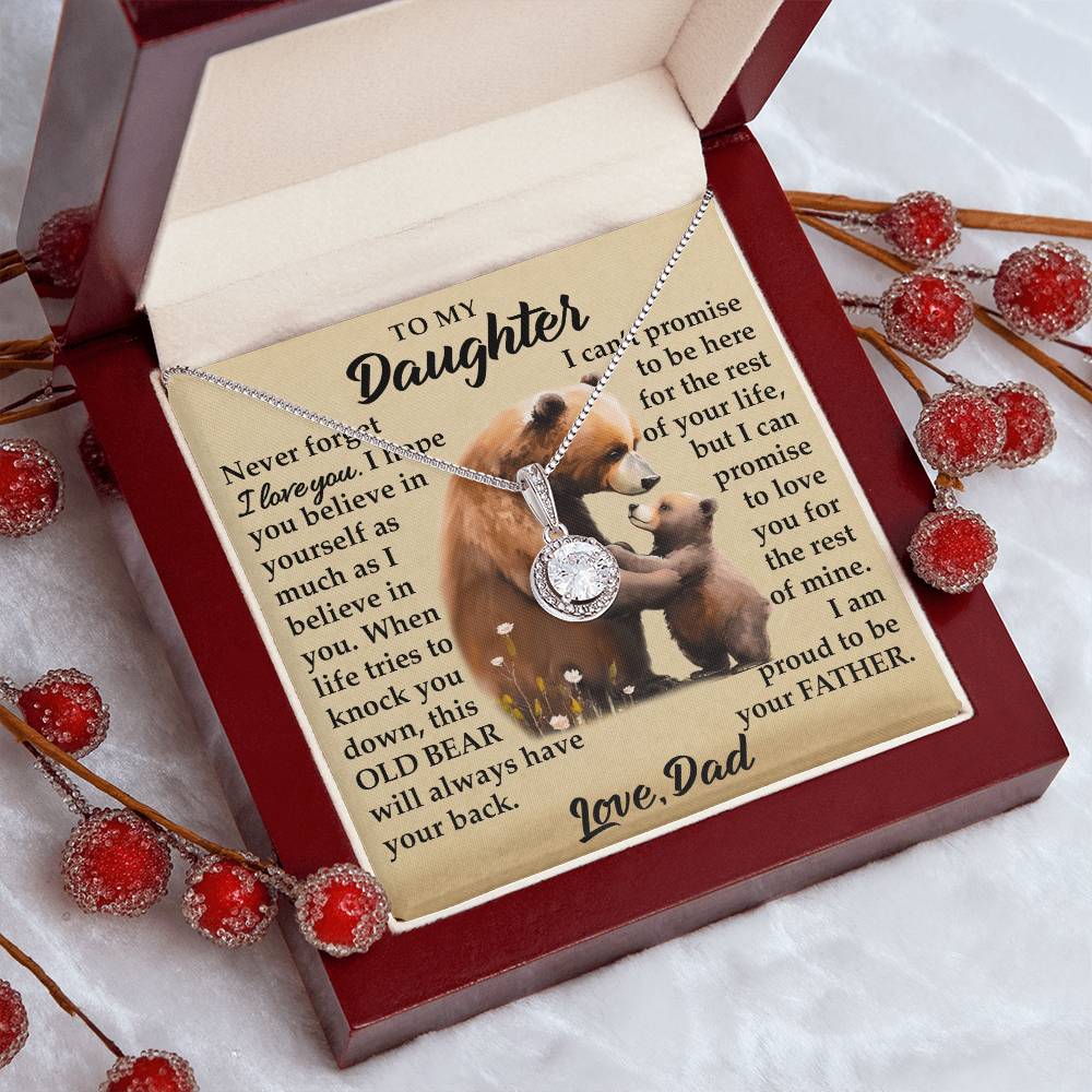 To My Daughter - I Am Proud To Be Your Father - Bears - Eternal Hope Necklace - Message Box