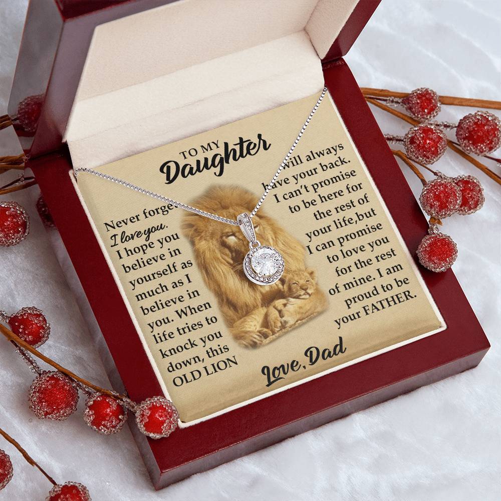 To My Daughter - I Am Proud To Be Your Father - Lions - Eternal Hope Necklace - Message Box