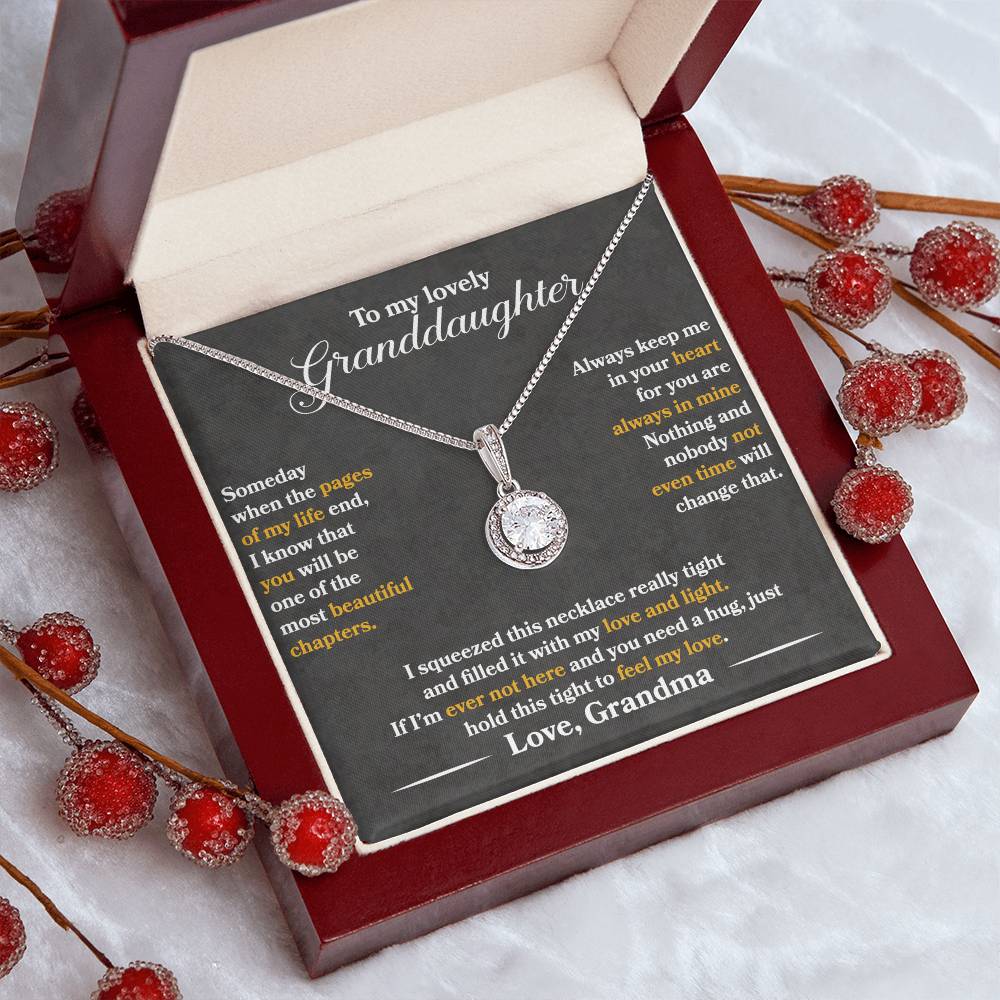 To My Granddaughter - Always Keep Me In Your Heart - Flowers Grey - Eternal Hope Necklace - Message Box