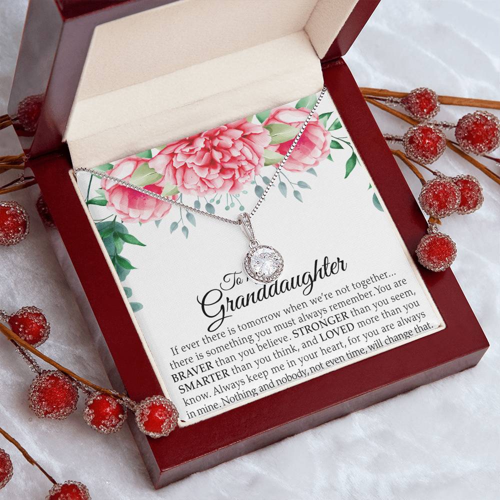 To My Granddaughter - You Are Braver - Flowers Pink - Eternal Hope Necklace - Message Box