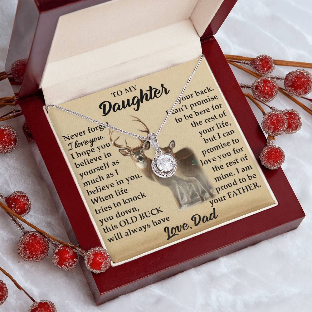 To My Daughter - I Am Proud To Be Your Father - Deer - Eternal Hope Necklace - Message Box