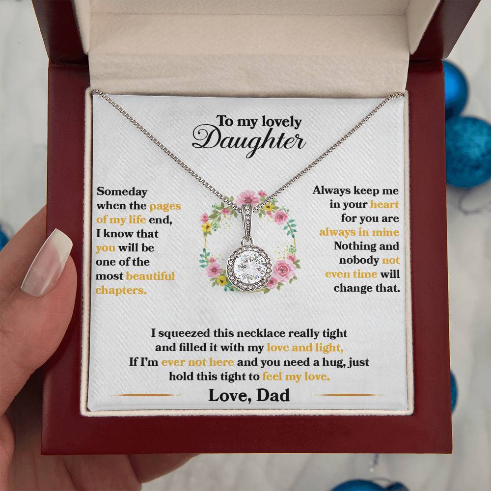To My Daughter - Always Keep Me In Your Heart - Flowers Grey - Eternal Hope Necklace - Message Box