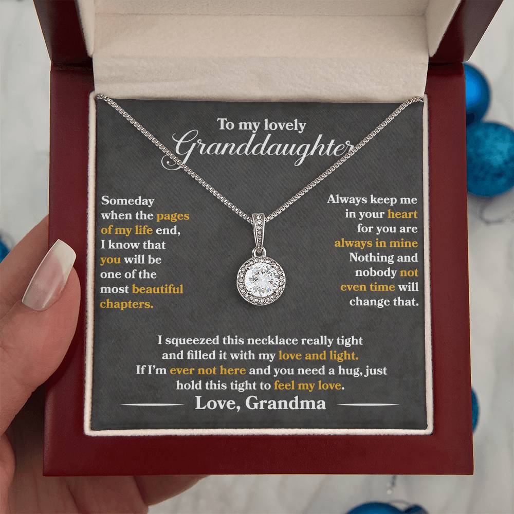 To My Granddaughter - Always Keep Me In Your Heart - Flowers Grey - Eternal Hope Necklace - Message Box